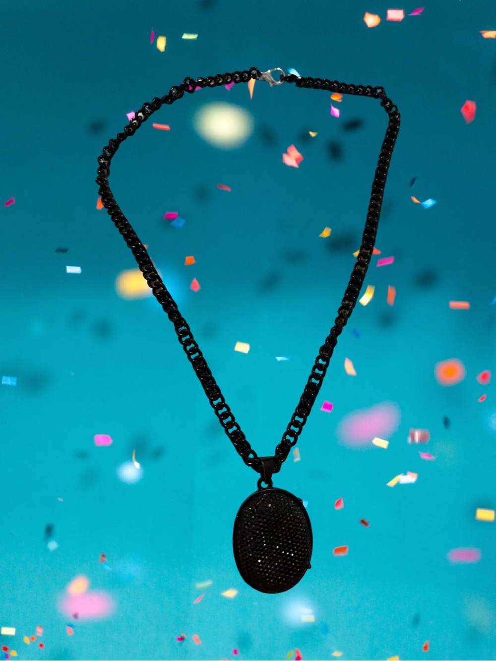 Hand Crafted Black Oval Pendant Necklace